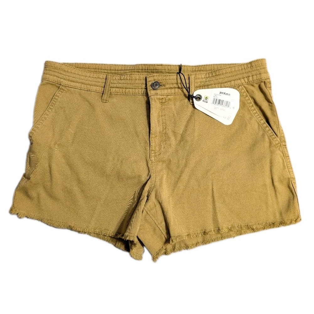prAna Sancho Shorts Womens 12 Retro Olive Raw Hem Cotton NWT 1968411